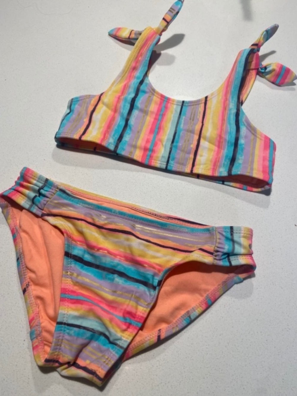 EUC: George Girls' Striped Bikini M/M (7-8)